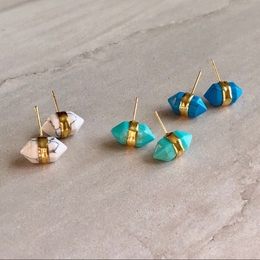 ❗️Last Pair❗️ Marble Natural Stone Stud Earrings - Picture 2 of 7